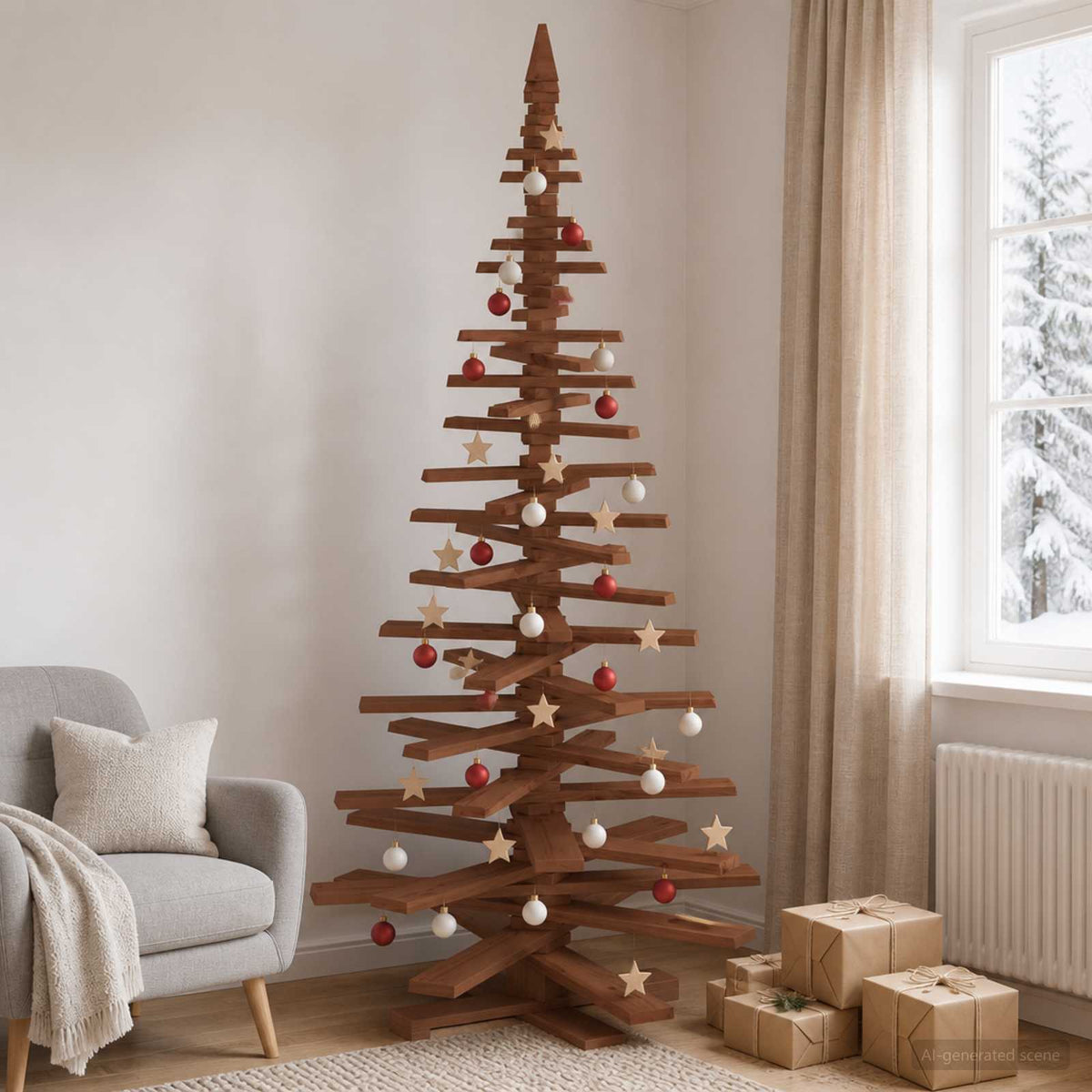 Houten kerstboom KOTKA 210 cm Massief grenenhout is nu te koop bij PeponiXL, paradijselijk wonen!