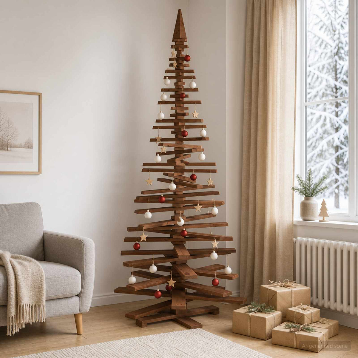 Houten kerstboom KOTKA 240 cm Massief grenenhout is nu te koop bij PeponiXL, paradijselijk wonen!