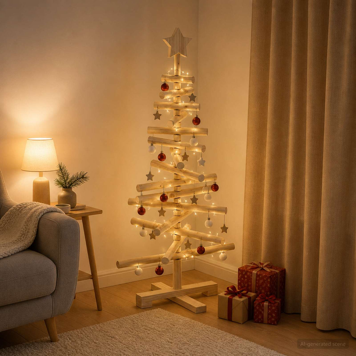 Houten kerstboom KOTKA 90 cm Massief grenenhout Natuurlijk is nu te koop bij PeponiXL, paradijselijk wonen!