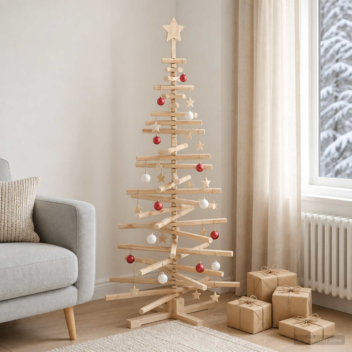 Houten kerstboom KOTKA 150 cm Massief grenenhout Natuurlijk is nu te koop bij PeponiXL, paradijselijk wonen!