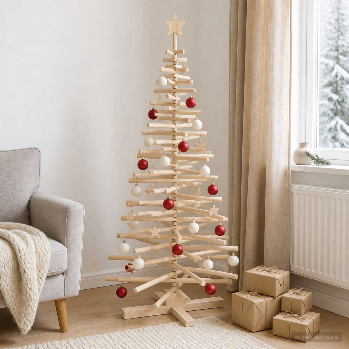 Houten kerstboom KOTKA 180 cm Massief grenenhout Natuurlijk is nu te koop bij PeponiXL, paradijselijk wonen!