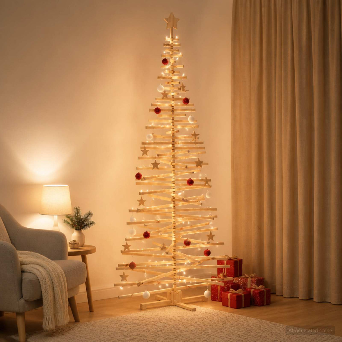 Houten kerstboom KOTKA 240 cm Massief grenenhout Natuurlijk is nu te koop bij PeponiXL, paradijselijk wonen!