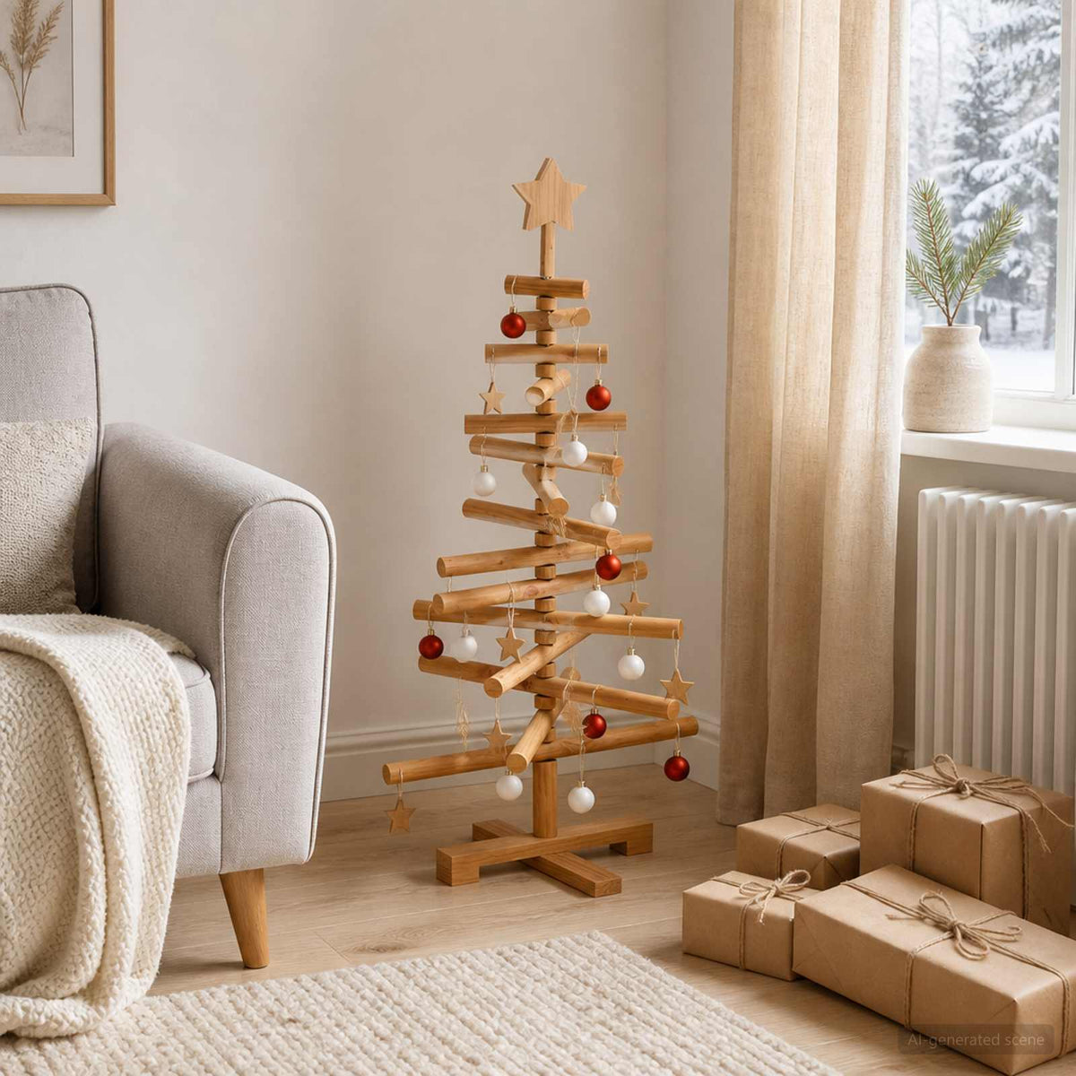 Houten kerstboom KOTKA 90 cm Massief grenenhout is nu te koop bij PeponiXL, paradijselijk wonen!