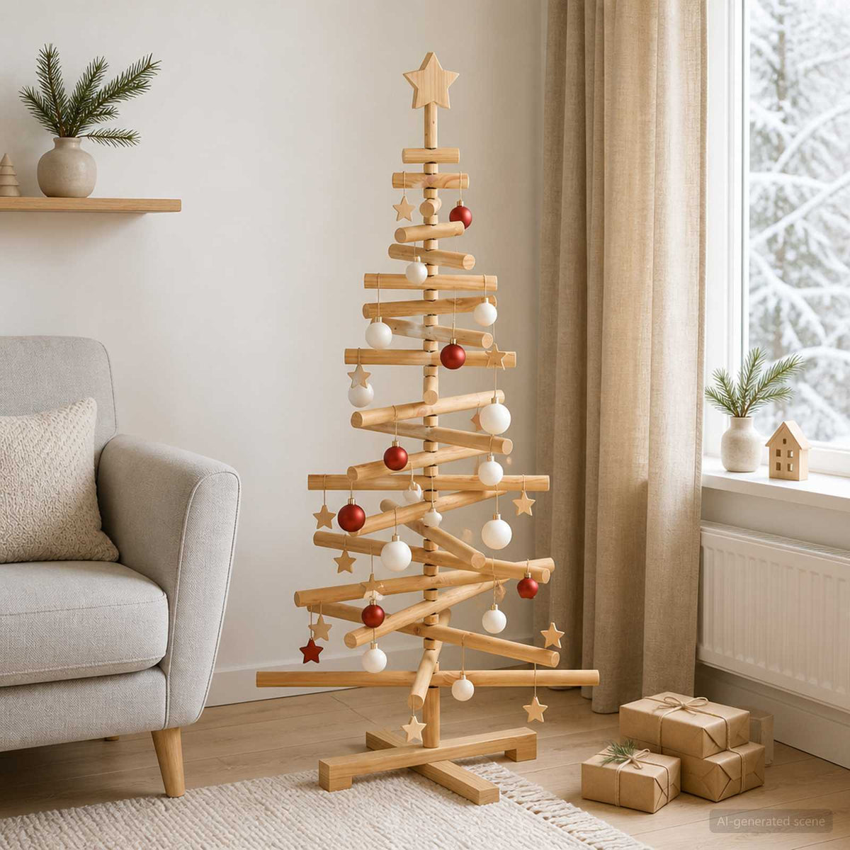 Houten kerstboom KOTKA 120 cm Massief grenenhout is nu te koop bij PeponiXL, paradijselijk wonen!