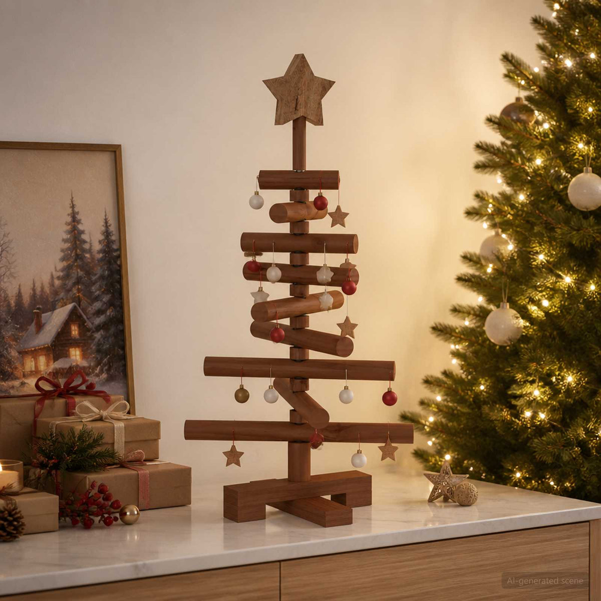 Houten kerstboom KOTKA 60 cm Massief grenenhout is nu te koop bij PeponiXL, paradijselijk wonen!
