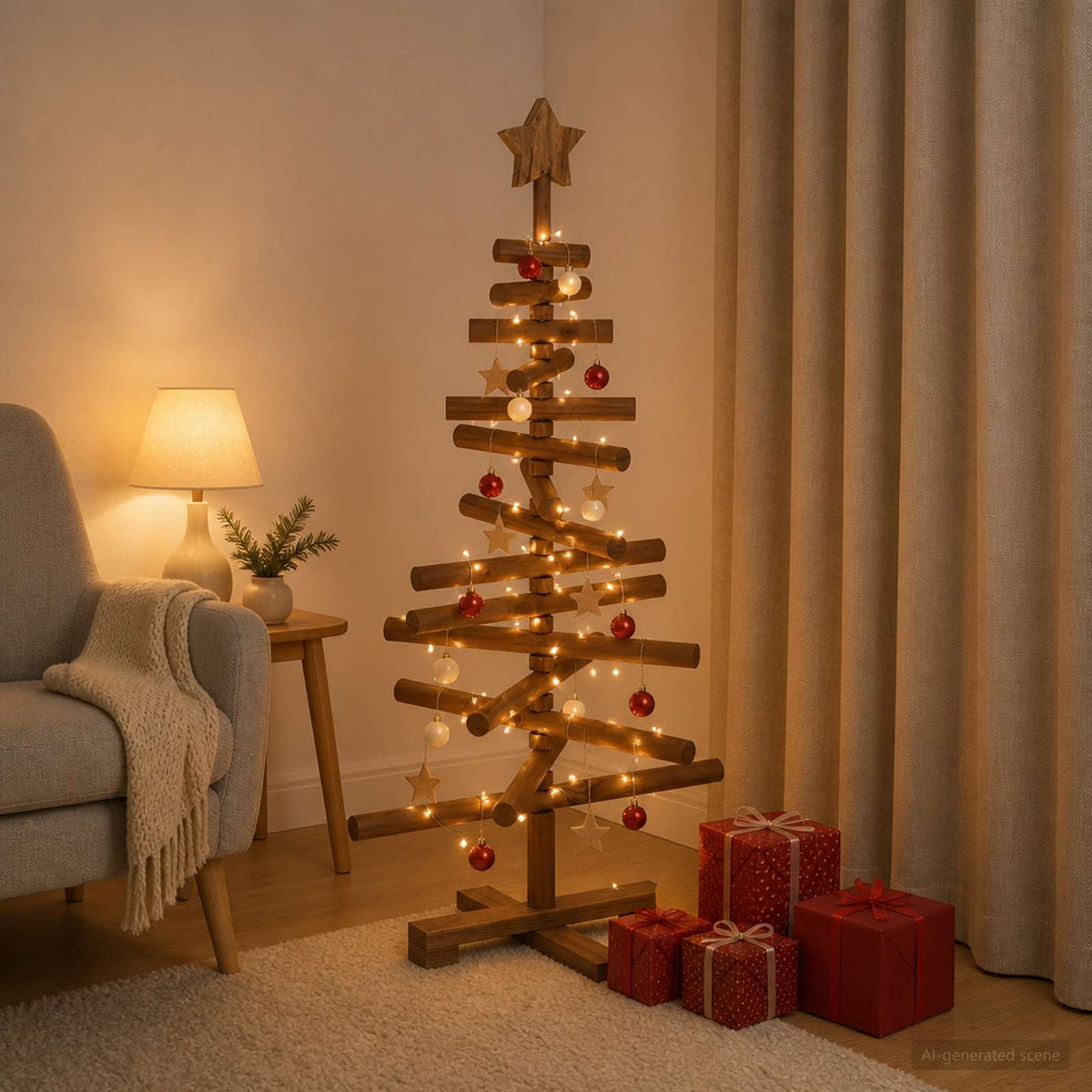 Houten kerstboom KOTKA 90 cm Massief grenenhout is nu te koop bij PeponiXL, paradijselijk wonen!