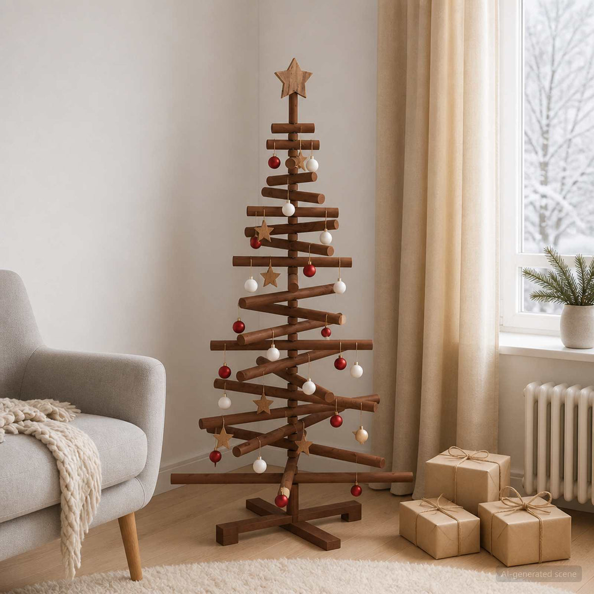 Houten kerstboom KOTKA 120 cm Massief grenenhout is nu te koop bij PeponiXL, paradijselijk wonen!