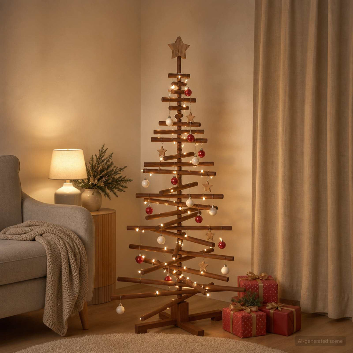 Houten kerstboom KOTKA 150 cm Massief grenenhout is nu te koop bij PeponiXL, paradijselijk wonen!