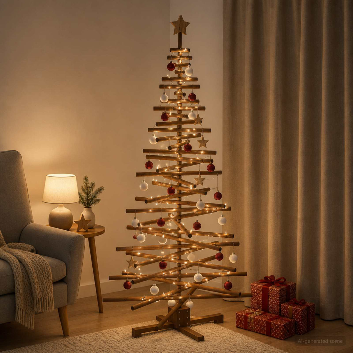 Houten kerstboom KOTKA 180 cm Massief grenenhout is nu te koop bij PeponiXL, paradijselijk wonen!