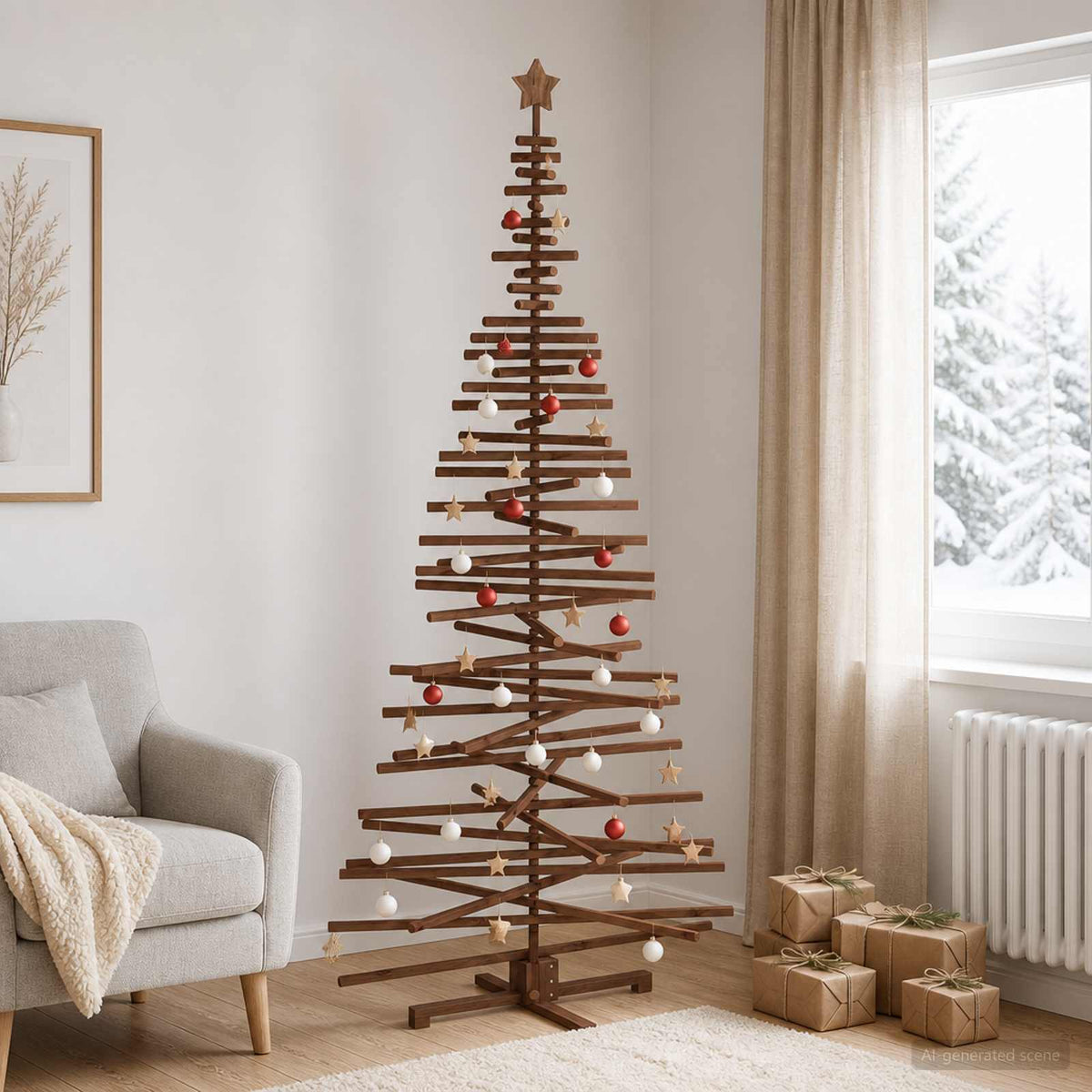 Houten kerstboom KOTKA 240 cm Massief grenenhout is nu te koop bij PeponiXL, paradijselijk wonen!