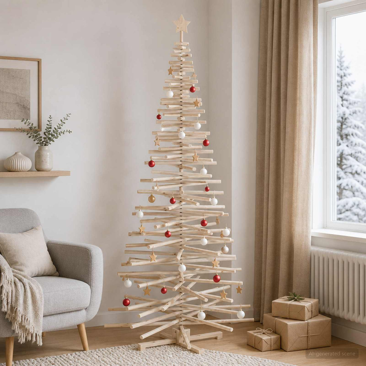 vidaXL Houten kerstboom KOTKA 240 cm Massief grenenhout Natuurlijk