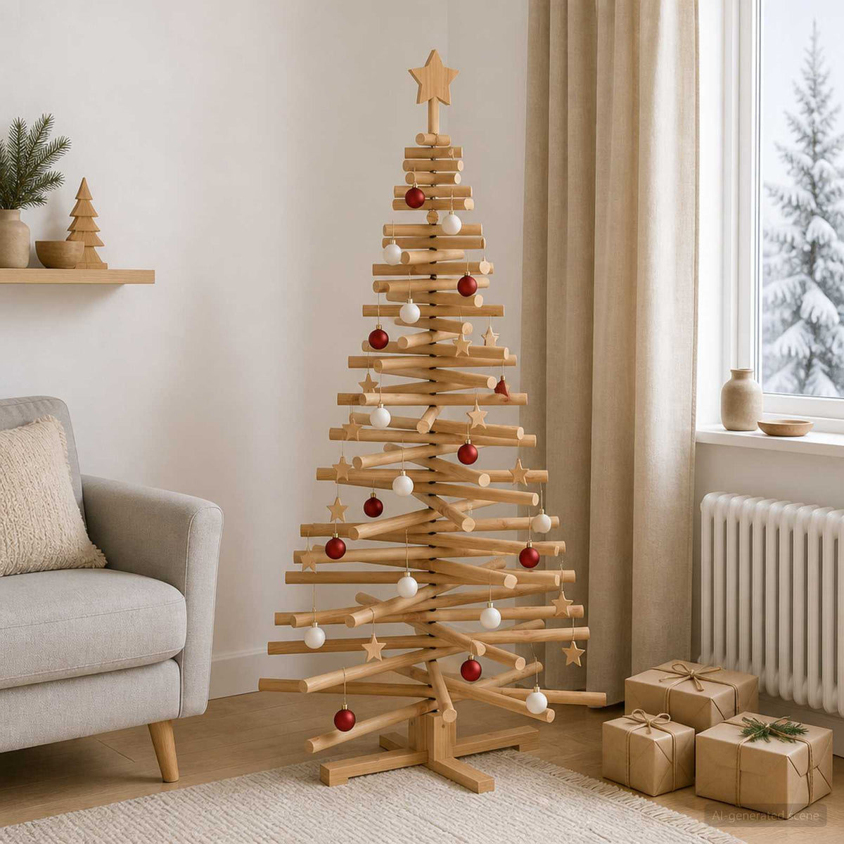 Houten kerstboom KOTKA 150 cm Massief grenenhout is nu te koop bij PeponiXL, paradijselijk wonen!