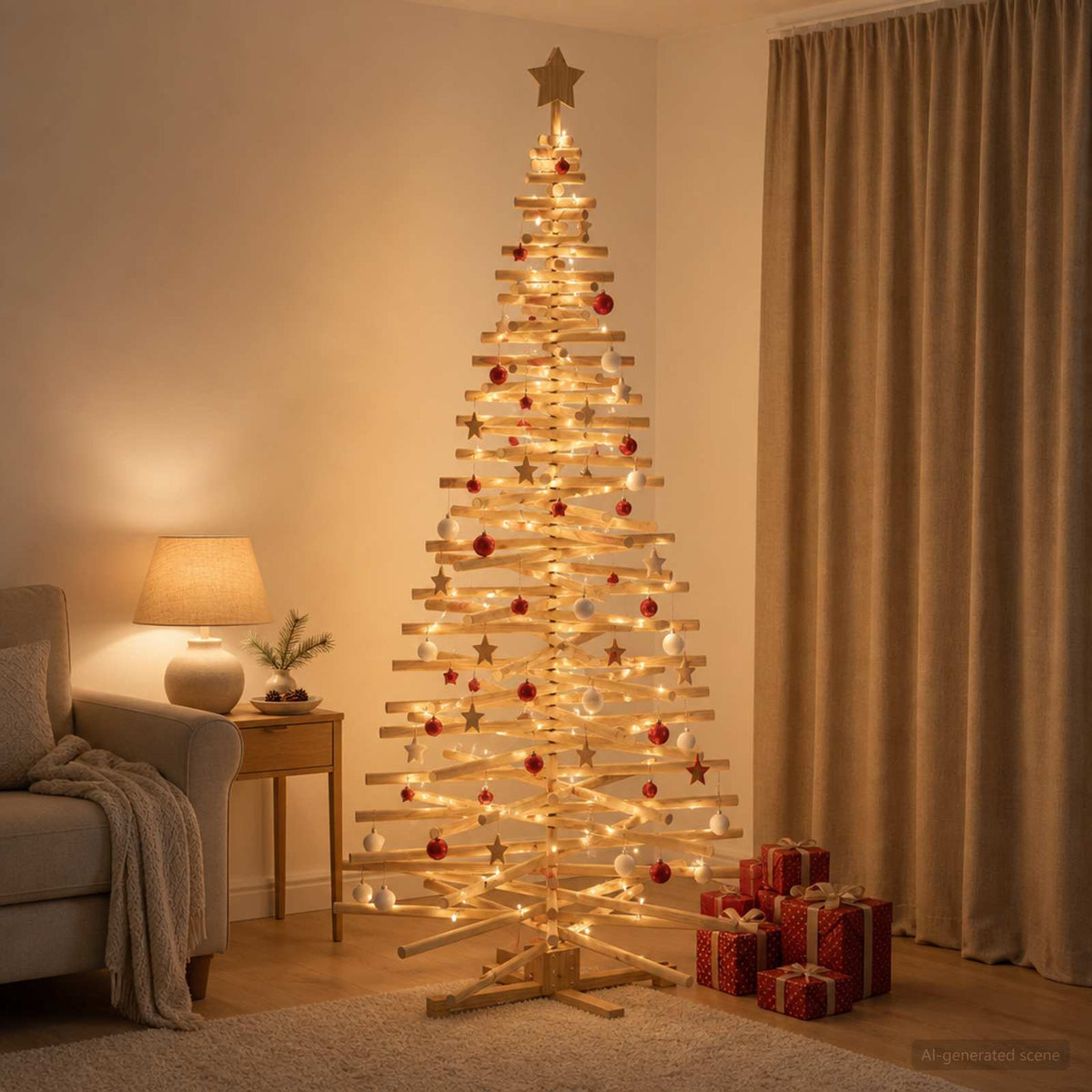 Houten kerstboom KOTKA 210 cm Massief grenenhout is nu te koop bij PeponiXL, paradijselijk wonen!