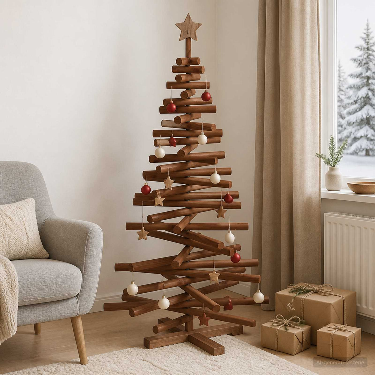 Houten kerstboom KOTKA 120 cm Massief grenenhout is nu te koop bij PeponiXL, paradijselijk wonen!