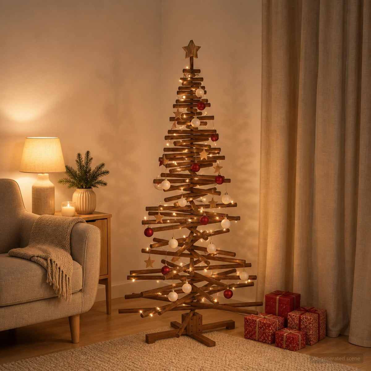 Houten kerstboom KOTKA 180 cm Massief grenenhout is nu te koop bij PeponiXL, paradijselijk wonen!