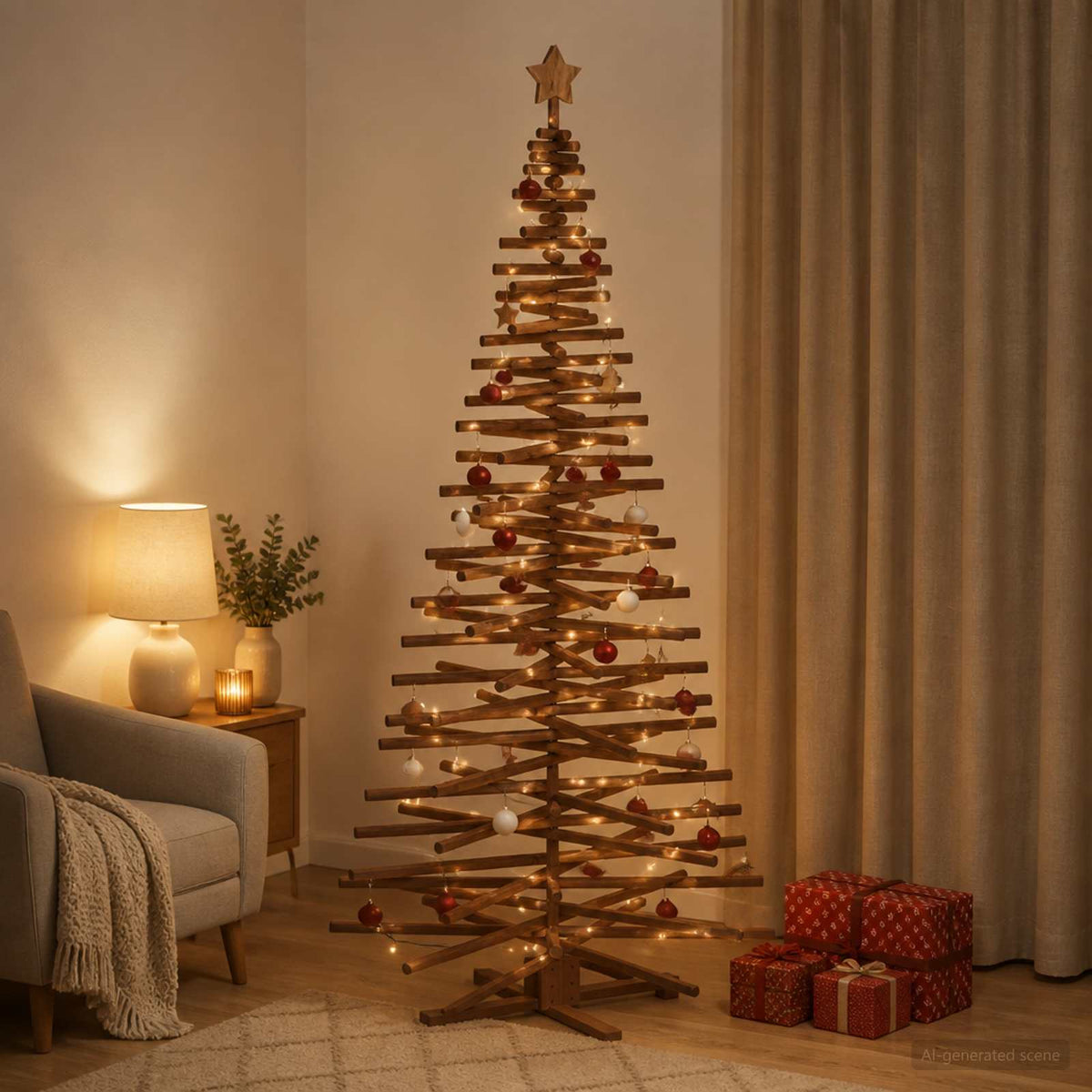 Houten kerstboom KOTKA 210 cm Massief grenenhout is nu te koop bij PeponiXL, paradijselijk wonen!