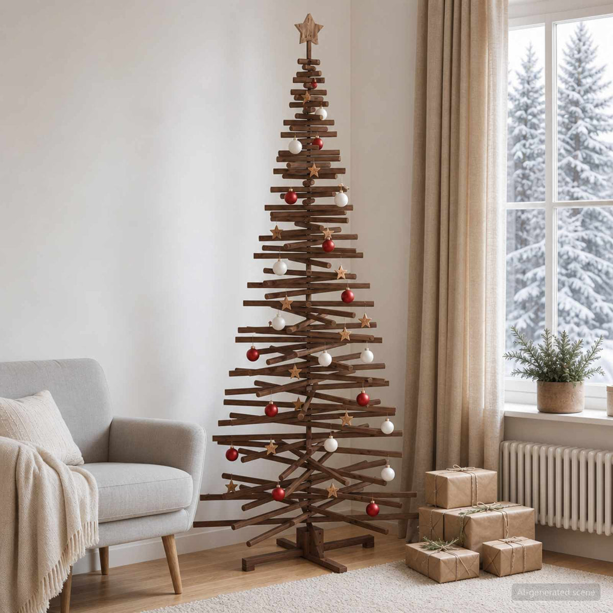 Houten kerstboom KOTKA 240 cm Massief grenenhout is nu te koop bij PeponiXL, paradijselijk wonen!