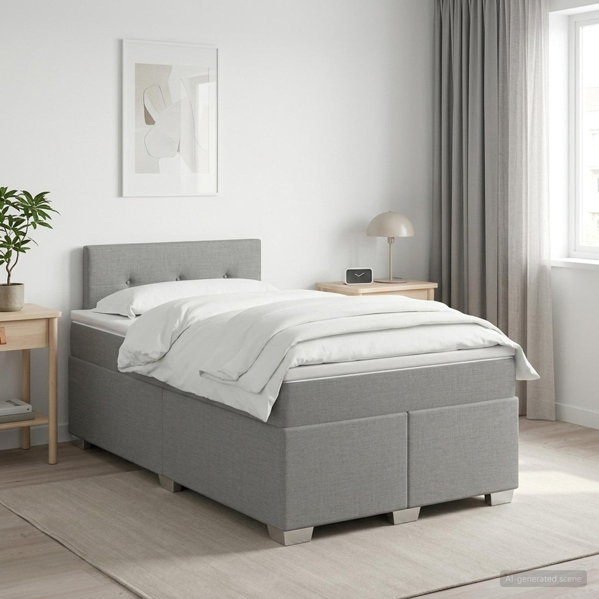 Boxspringbed met matras Lichtgrijs 120 x 200 cm Stof is nu te koop bij PeponiXL, paradijselijk wonen!