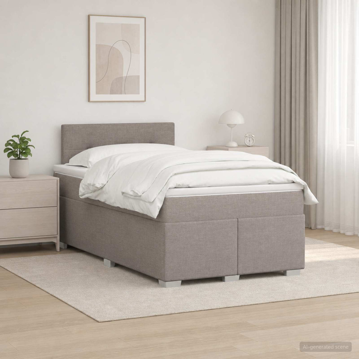 Boxspringbed met matras met hoofdeinde Taupe 120 x 190 cm Stof is nu te koop bij PeponiXL, paradijselijk wonen!