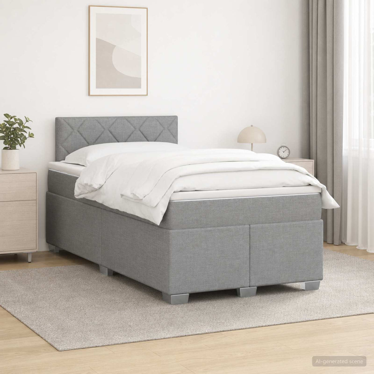 Boxspringbed met matras Lichtgrijs 120 x 200 cm Stof is nu te koop bij PeponiXL, paradijselijk wonen!