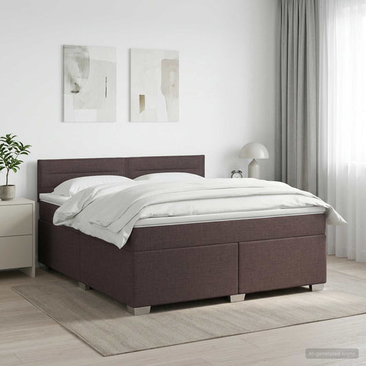 Boxspringbed met matras Donkerbruin 160 x 200 cm Stof is nu te koop bij PeponiXL, paradijselijk wonen!