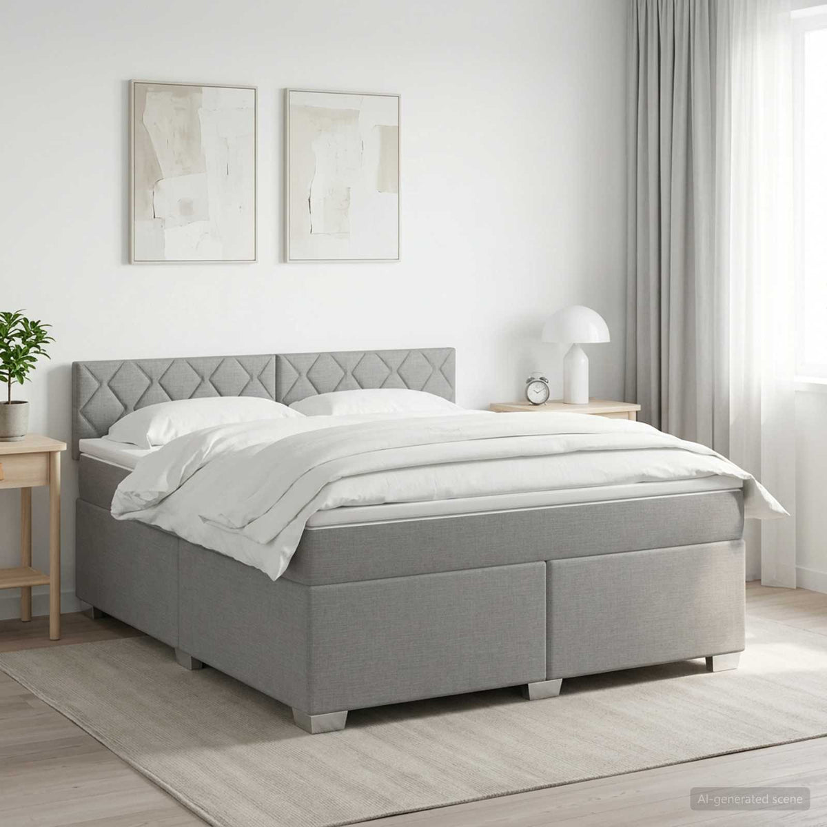 Boxspringbed met matras Lichtgrijs 160 x 200 cm Stof is nu te koop bij PeponiXL, paradijselijk wonen!