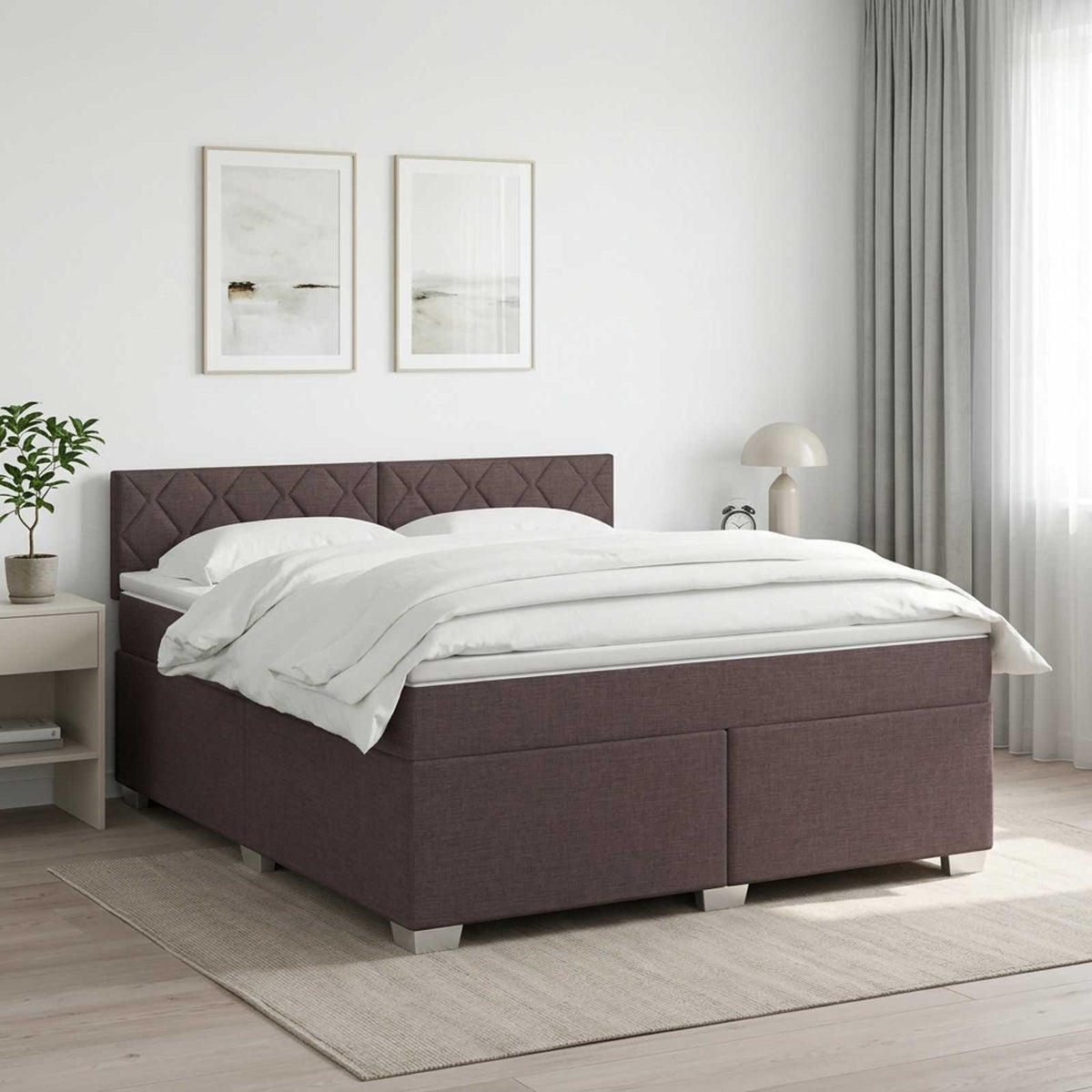 Boxspringbed met matras Donkerbruin 140 x 200 cm Stof is nu te koop bij PeponiXL, paradijselijk wonen!