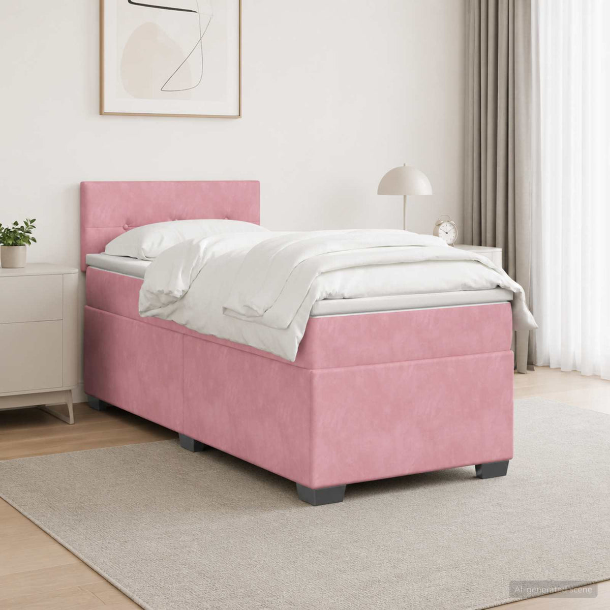 vidaXL Boxspringbed met matras Roze 100 x 200 cm Fluweel