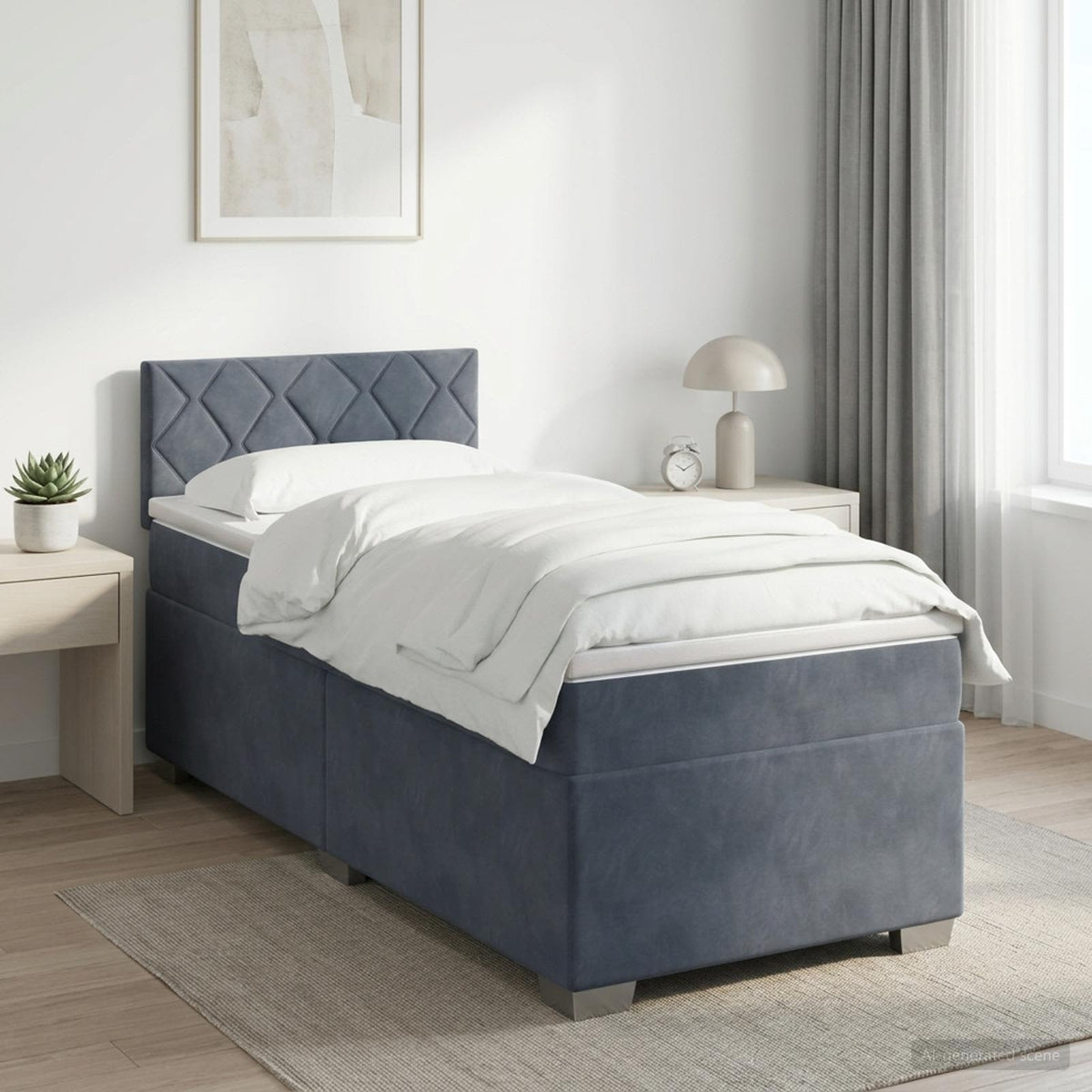 Boxspringbed met matras Donkergrijs 100 x 200 cm Fluweel is nu te koop bij PeponiXL, paradijselijk wonen!