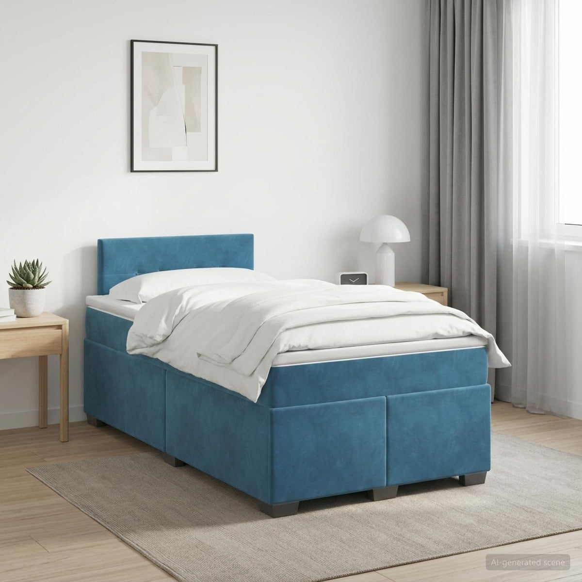 Boxspringbed met matras Blauw 120 x 190 cm Fluweel is nu te koop bij PeponiXL, paradijselijk wonen!