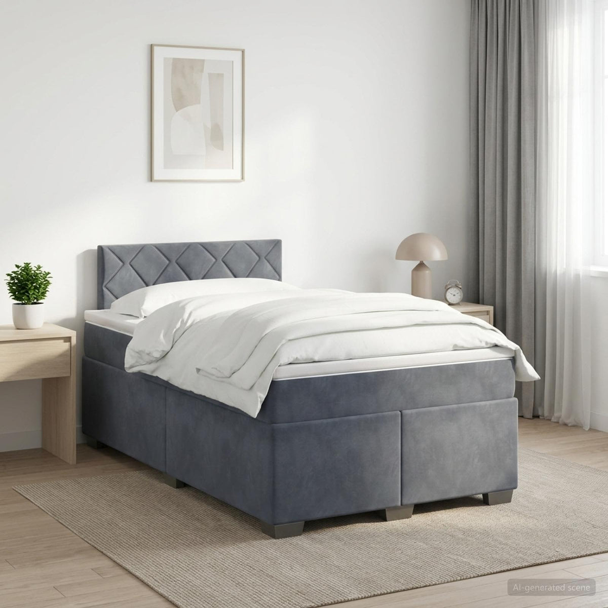 Boxspringbed met matras Donkergrijs 120 x 200 cm Fluweel is nu te koop bij PeponiXL, paradijselijk wonen!