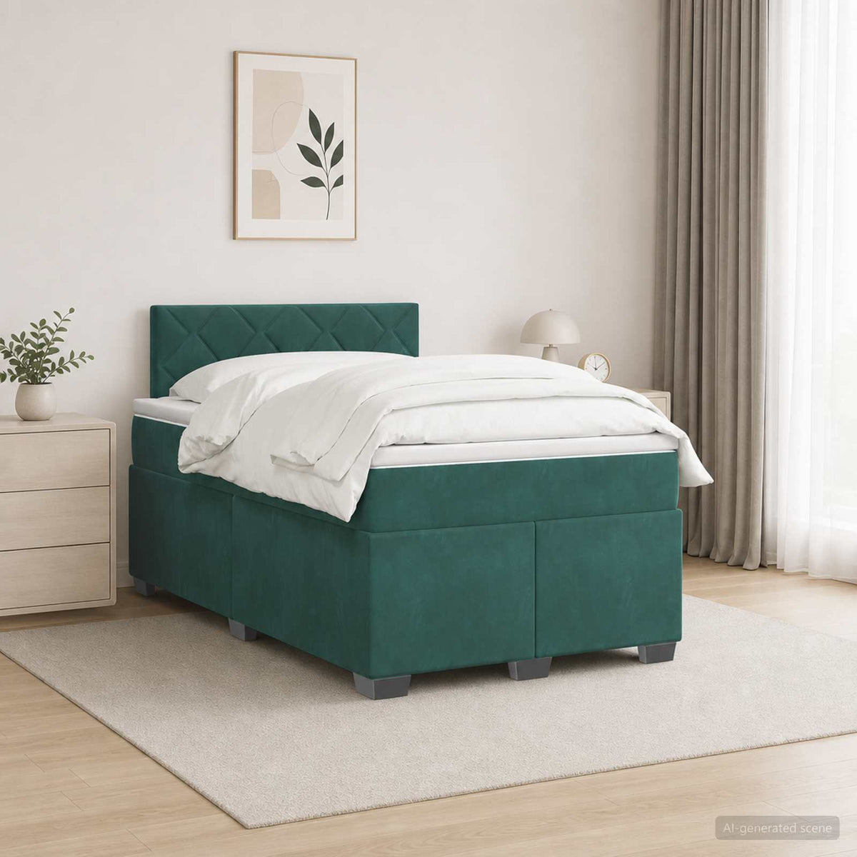 Boxspringbed met matras Donkergroen 120 x 190 cm Fluweel is nu te koop bij PeponiXL, paradijselijk wonen!