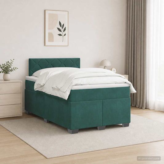 Boxspringbed met matras Donkergroen 120 x 200 cm Fluweel is nu te koop bij PeponiXL, paradijselijk wonen!