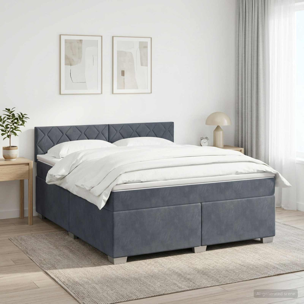 Boxspringbed met matras Donkergrijs 140 x 190 cm Fluweel is nu te koop bij PeponiXL, paradijselijk wonen!