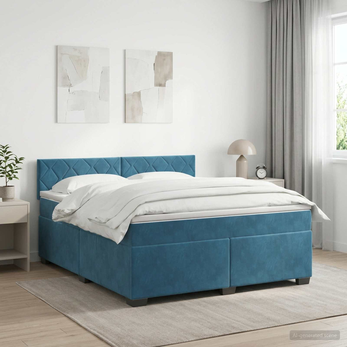 Boxspringbed met matras Donkerblauw 140 x 200 cm Fluweel is nu te koop bij PeponiXL, paradijselijk wonen!