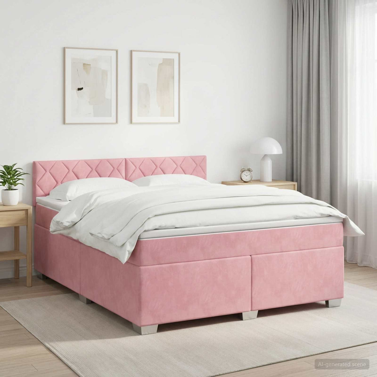 Boxspringbed met matras Roze 140 x 200 cm Fluweel is nu te koop bij PeponiXL, paradijselijk wonen!