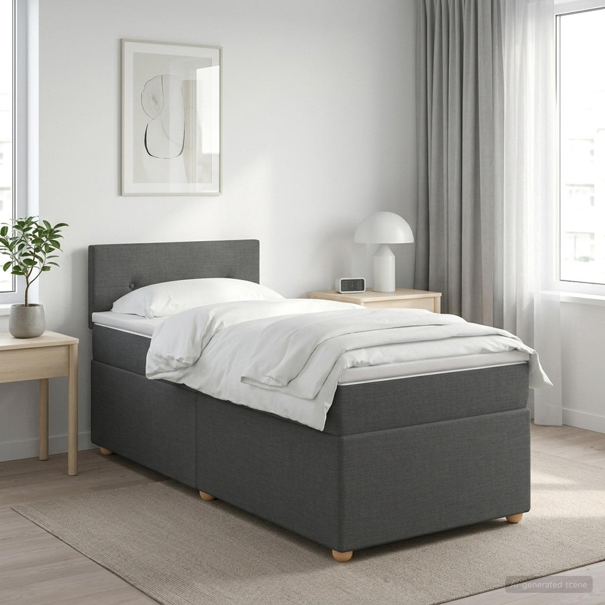 Boxspringbed met matras Donkergrijs 90 x 190 cm Stof is nu te koop bij PeponiXL, paradijselijk wonen!