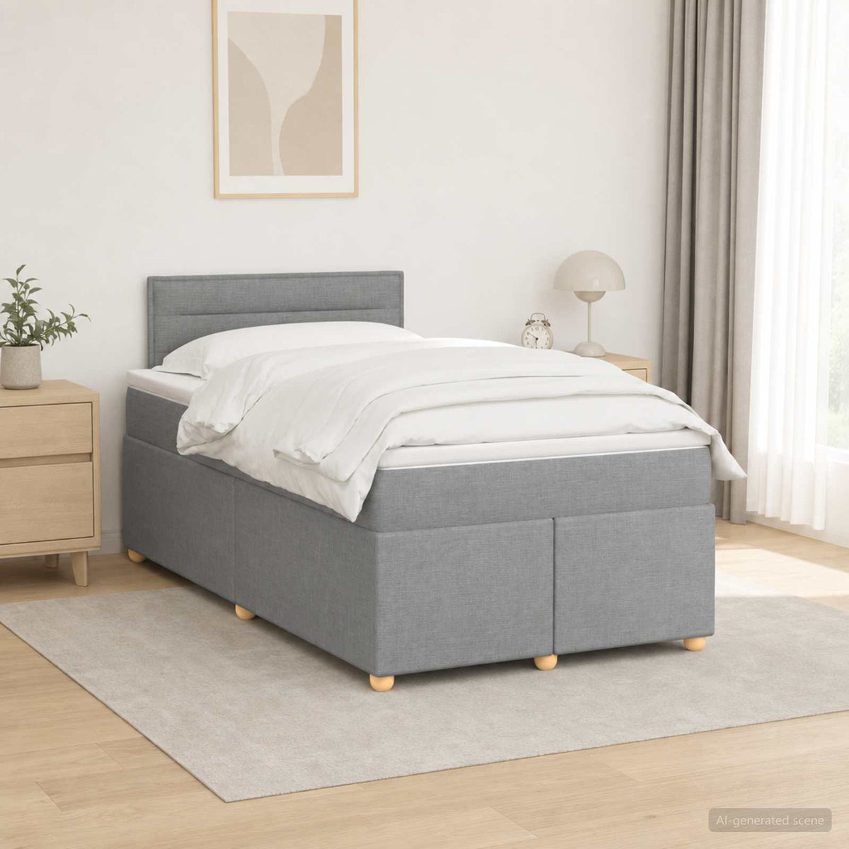 Boxspringbed met matras Lichtgrijs 120 x 190 cm Stof is nu te koop bij PeponiXL, paradijselijk wonen!