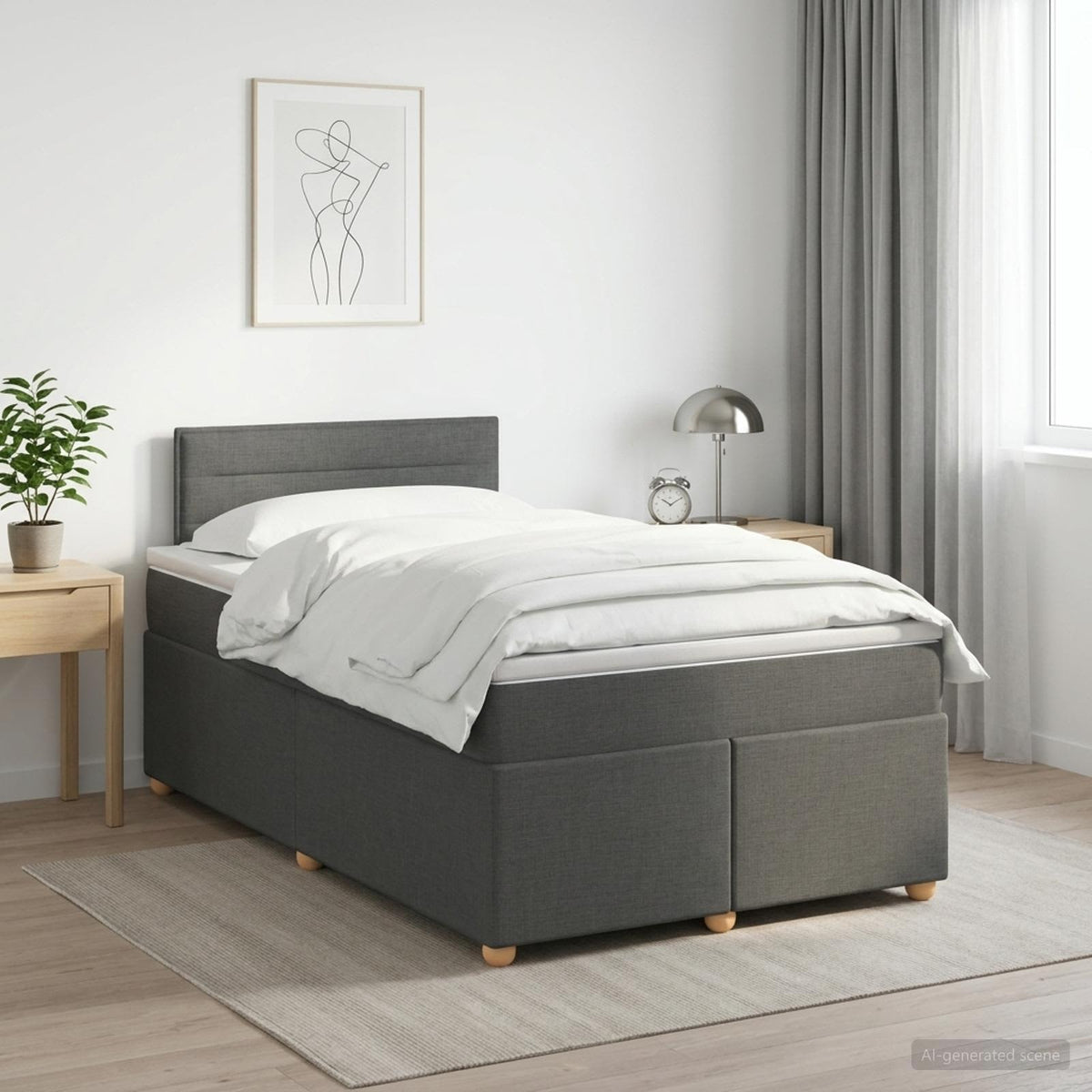 Boxspringbed met matras Donkergrijs 120 x 200 cm Stof is nu te koop bij PeponiXL, paradijselijk wonen!