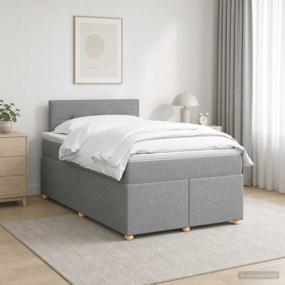 Boxspringbed met matras Lichtgrijs 120 x 200 cm Stof is nu te koop bij PeponiXL, paradijselijk wonen!