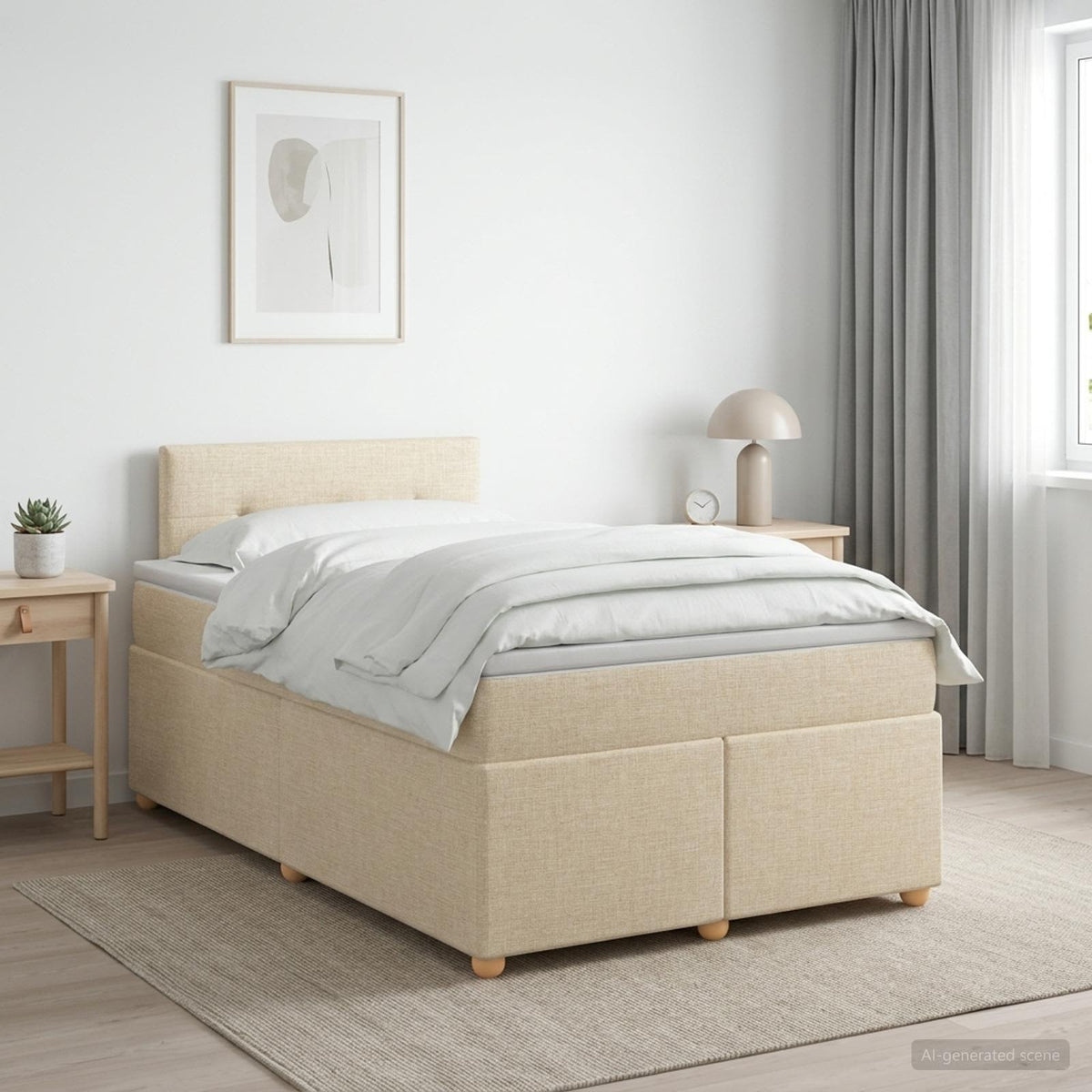 vidaXL Boxspringbed met matras Crèmekleurig 120 x 200 cm Stof