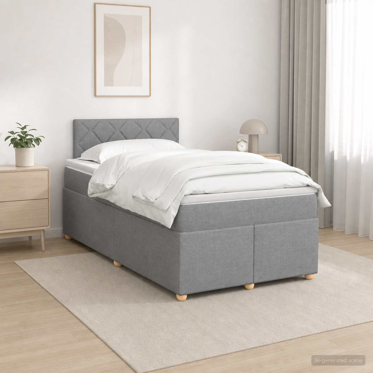 Boxspringbed met matras Lichtgrijs 120 x 200 cm Stof is nu te koop bij PeponiXL, paradijselijk wonen!