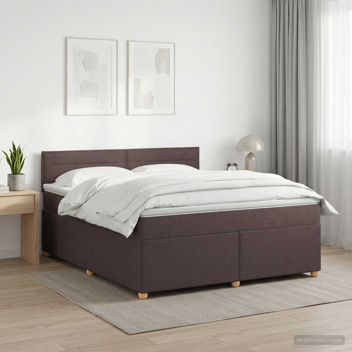 Boxspringbed met matras Donkerbruin 160 x 200 cm Stof is nu te koop bij PeponiXL, paradijselijk wonen!