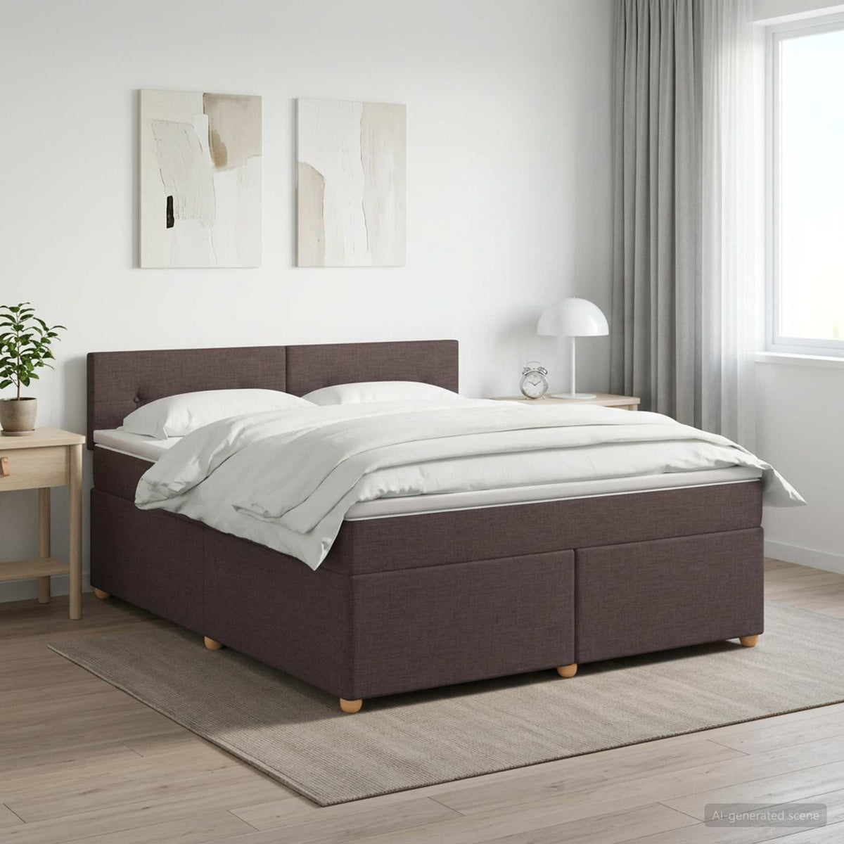 vidaXL Boxspringbed met matras Donkerbruin 180 x 200 cm Stof
