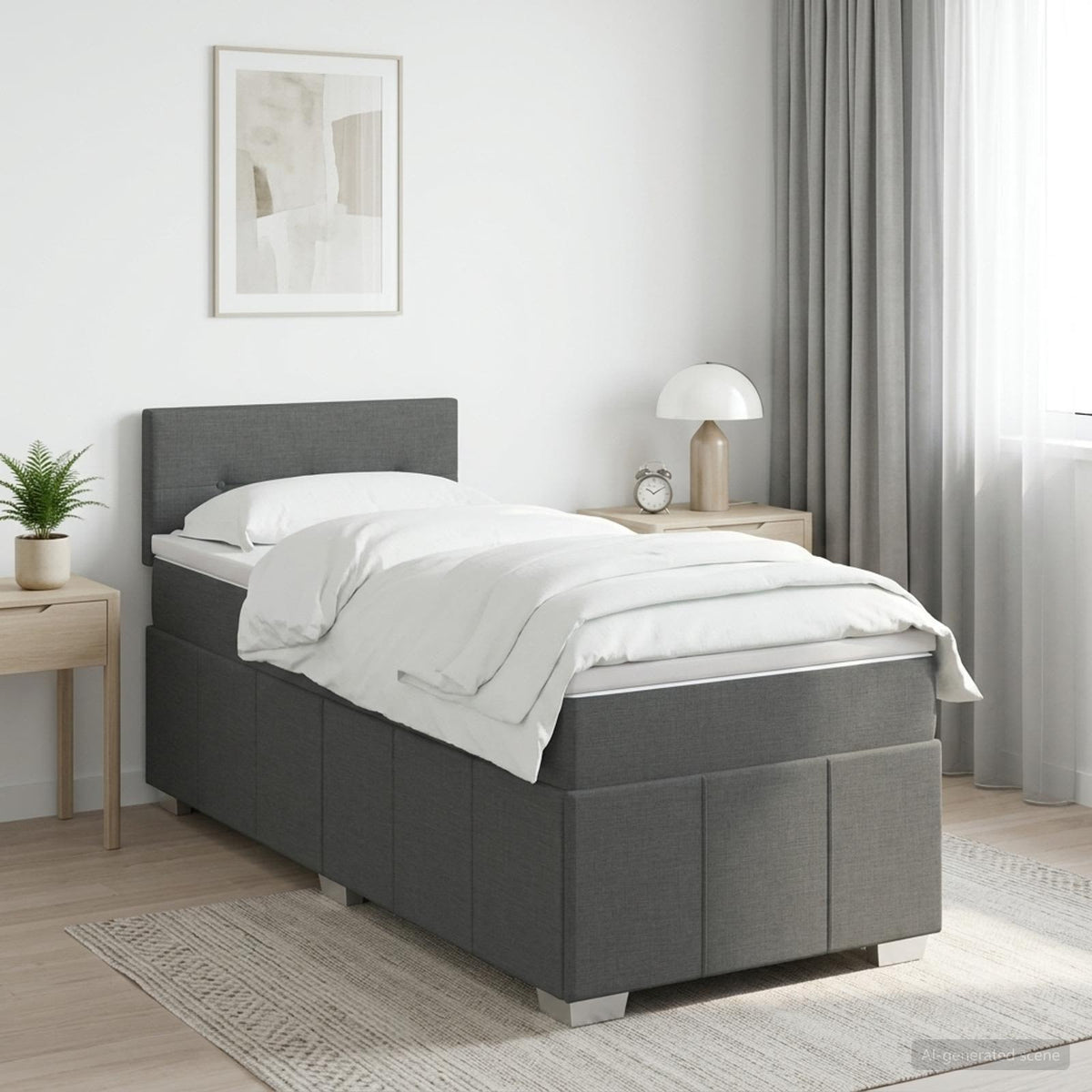 Boxspringbed met matras Donkergrijs 90 x 190 cm Stof is nu te koop bij PeponiXL, paradijselijk wonen!