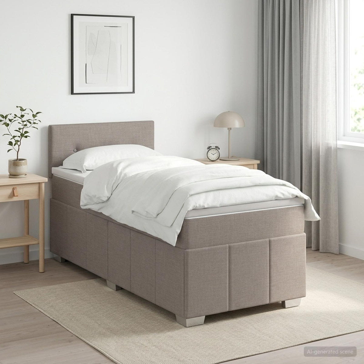 vidaXL Boxspringbed met matras met hoofdeinde Taupe 90 x 200 cm Stof