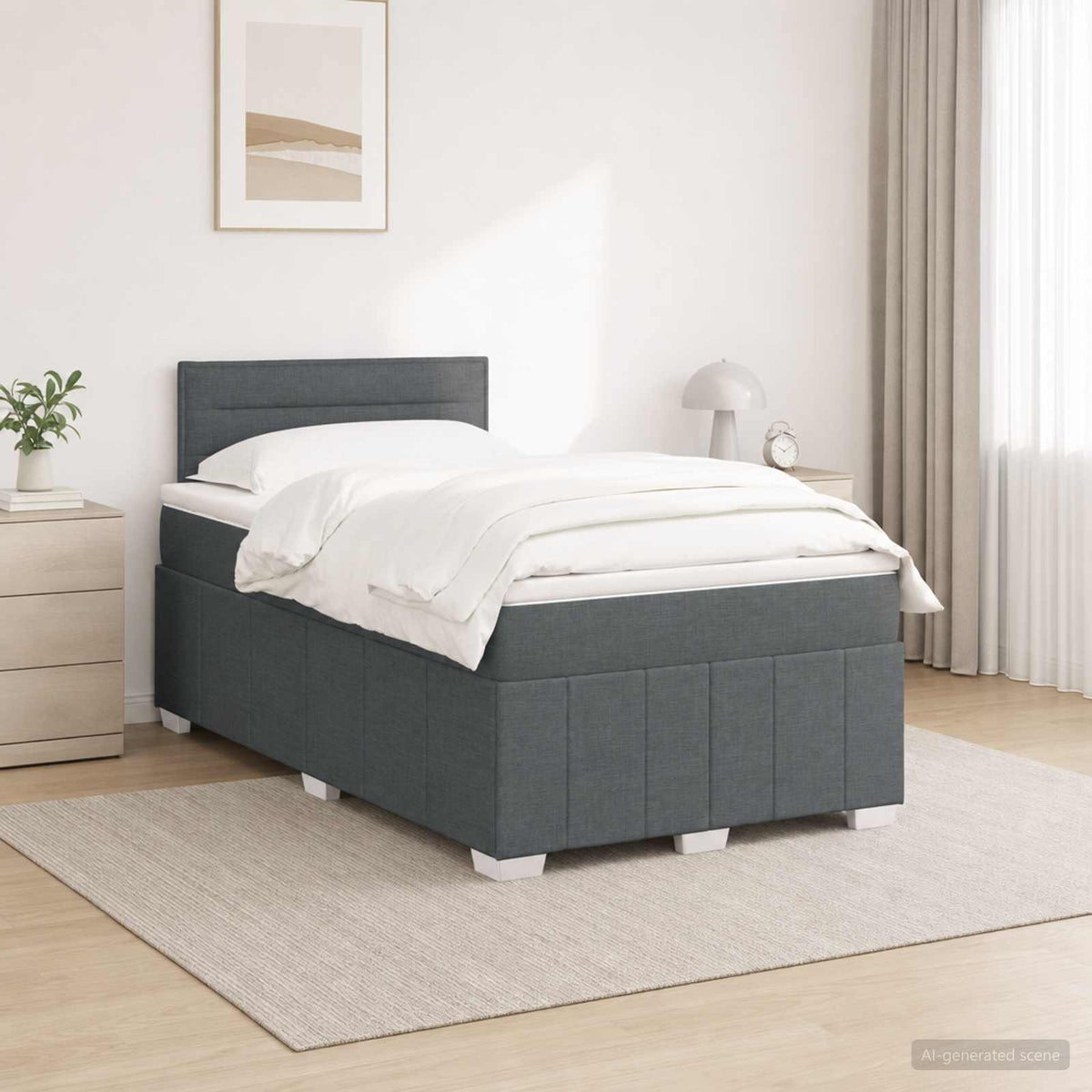 Boxspringbed met matras Donkergrijs 120 x 200 cm Stof is nu te koop bij PeponiXL, paradijselijk wonen!