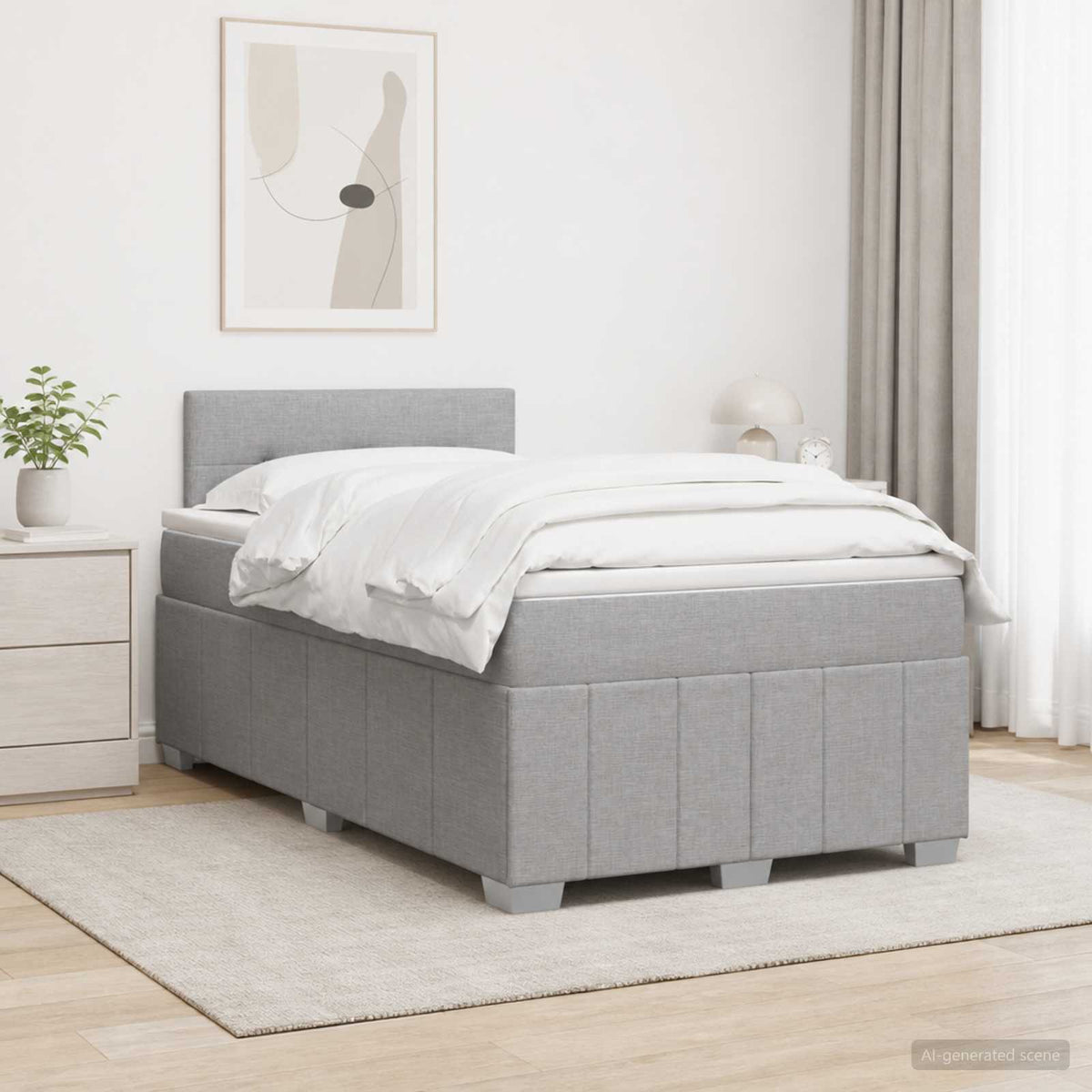 vidaXL Boxspringbed met matras Lichtgrijs 120 x 200 cm Stof