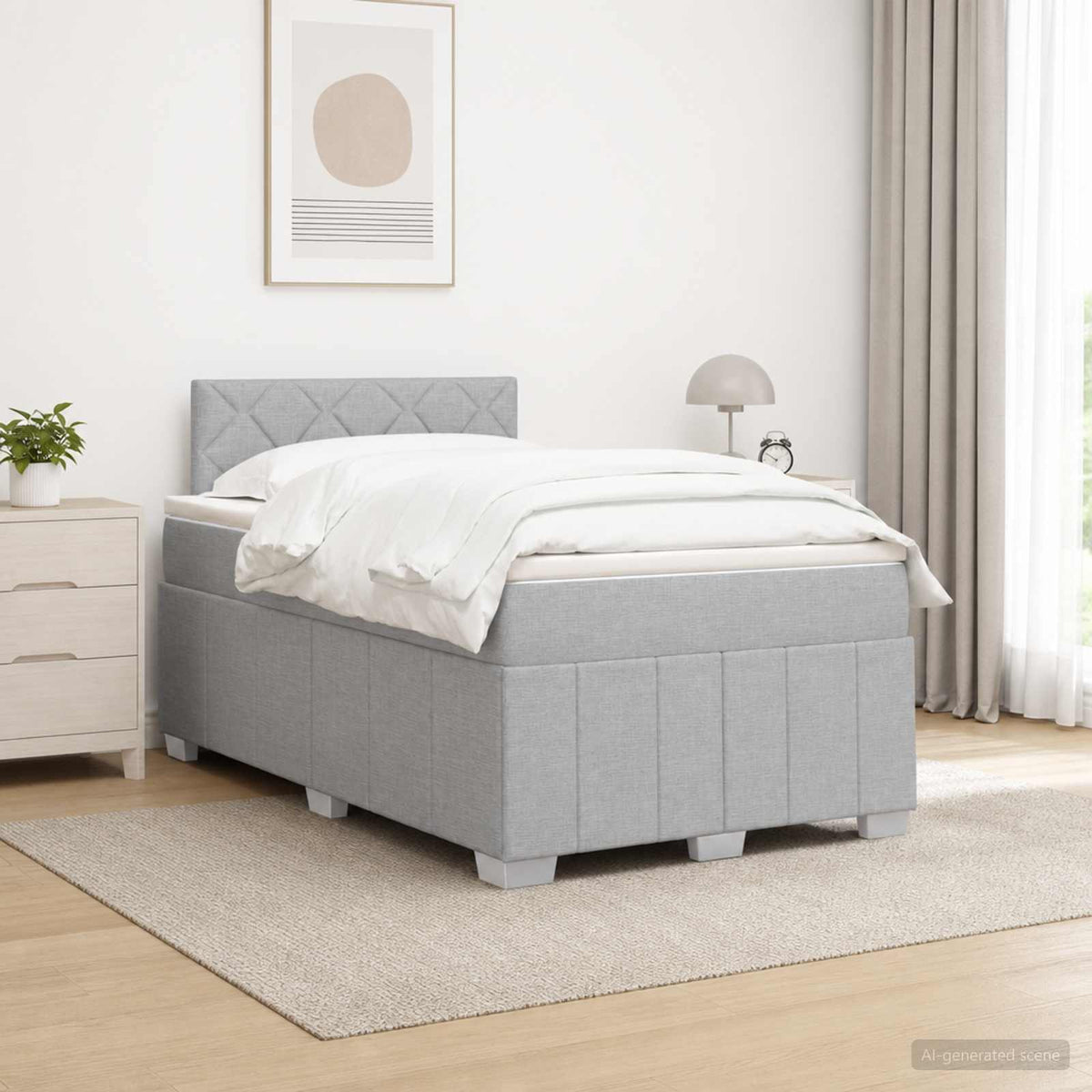 Boxspringbed met matras Lichtgrijs 120 x 190 cm Stof is nu te koop bij PeponiXL, paradijselijk wonen!