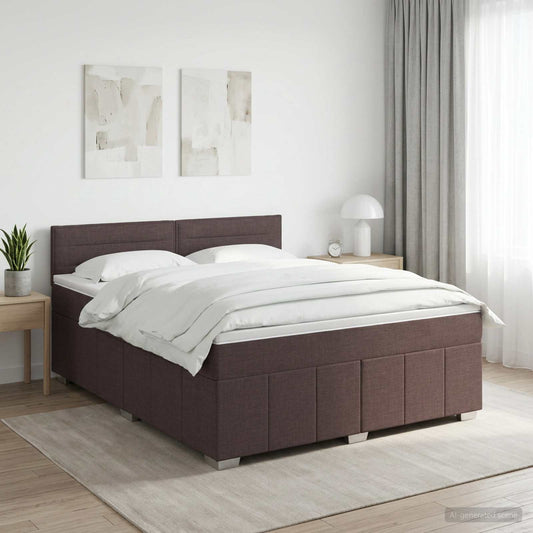 Boxspringbed met matras Donkerbruin 160 x 200 cm Stof is nu te koop bij PeponiXL, paradijselijk wonen!